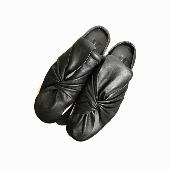 Steven by Steve Madden Catie Women's Slip-On Mules Black Leather Large Bow 7.5 - Picture 3 of 7